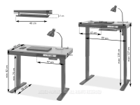 Biurko podnoszone elektrycznie OTSO 100 CZARNE - wymiary