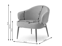 Designerski fotel wypoczynkowy ALFERD MIODOWY - CZARNY - wymiary