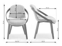 Skórzane krzesło na drewnianych nogach LAGOS CZARNY - DĄB - wymiary