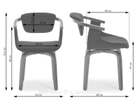 Nowoczesne krzesło do salonu MARC CZARNY- ORZECH - wymiary