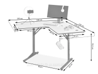 Stół gamingowy BIAŁY CARBON narożny MADS C - wymiary
